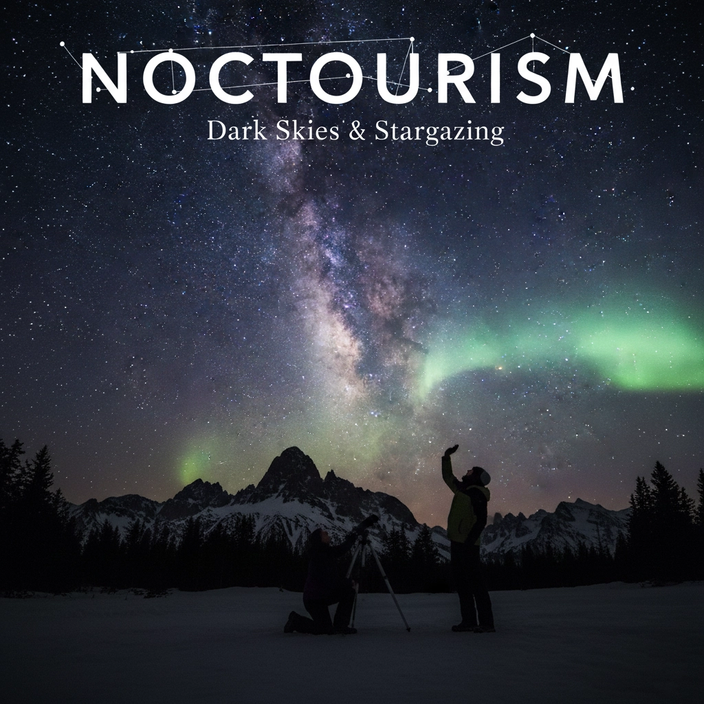 Night sky with Milky Way visible, dark sky reserve location, travelers with telescope and astro-photography setup